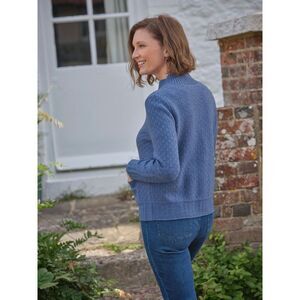 WoolOvers Womens/Ladies Button Funnel Neck Cardigan / Denim